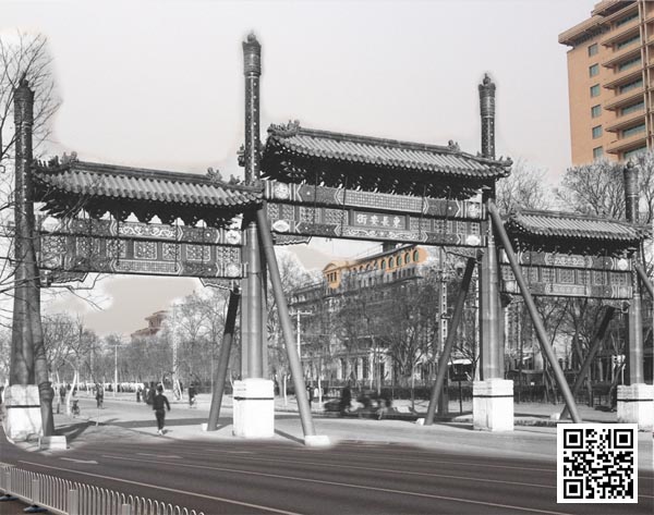 古今叠加的东长安街牌楼及周边